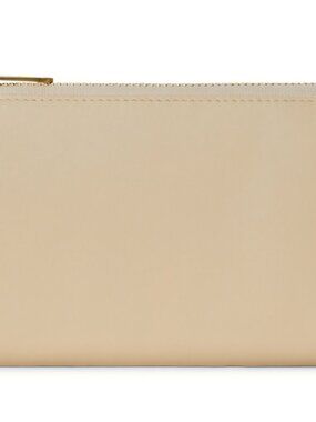 Longvadon Signature Zip-Around Wallet Beige Sable Soft Leather New in Box